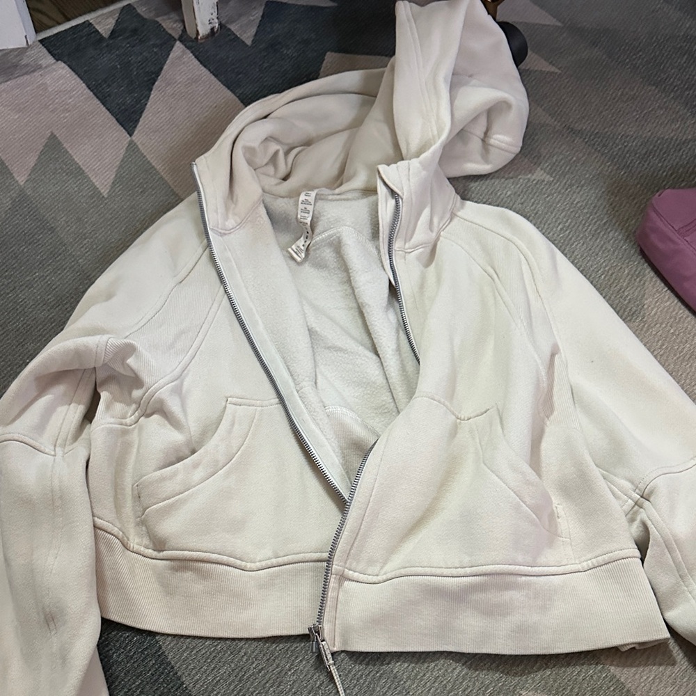 Lululemon Women's scuba rare Cream Zip-Up Hoodie Jacket